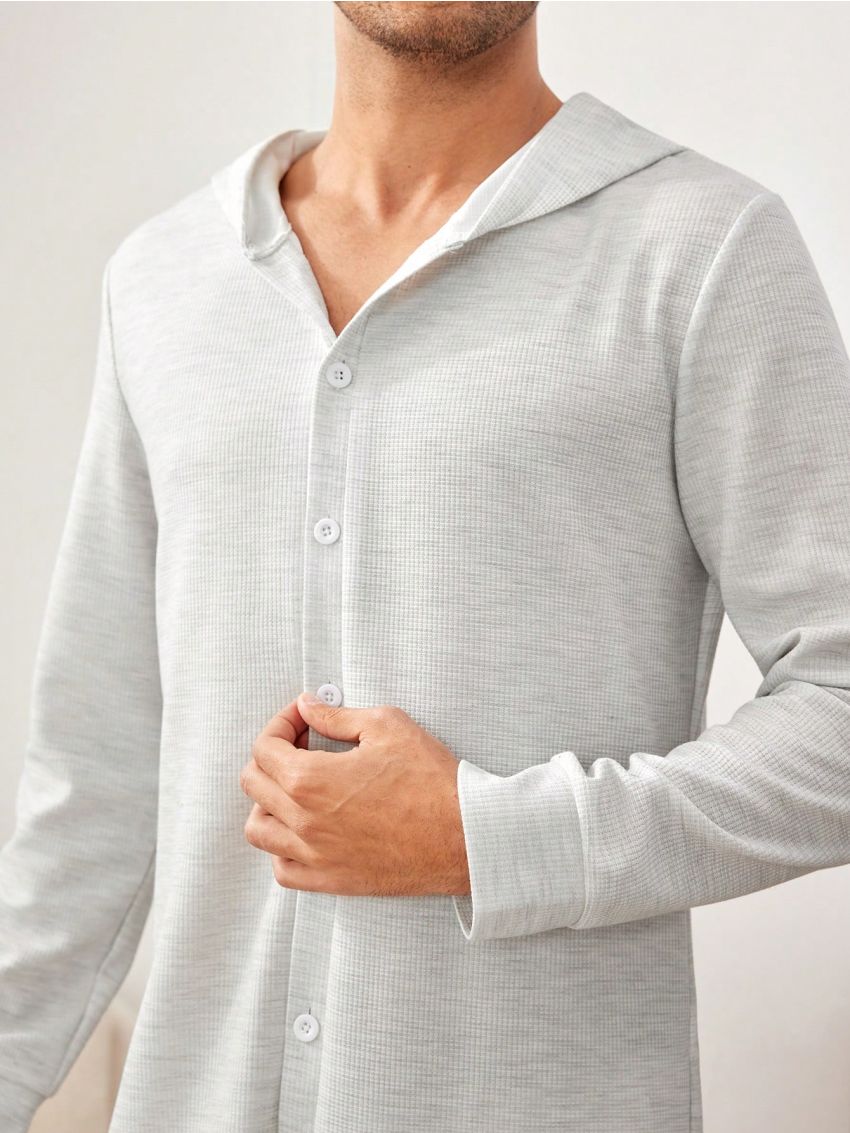 Men'S Hooded Long Sleeve Jumpsuit Home Clothes
