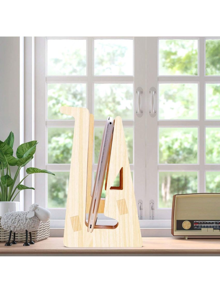 Protable Laptop Stand, Wooden Vertical Laptop Stand for Desk, Laptop Stand Compatible with MacBook Air Pro/Dell XPS/HP/Lenovo, Other Laptops Sizes 9 to 17 Inches