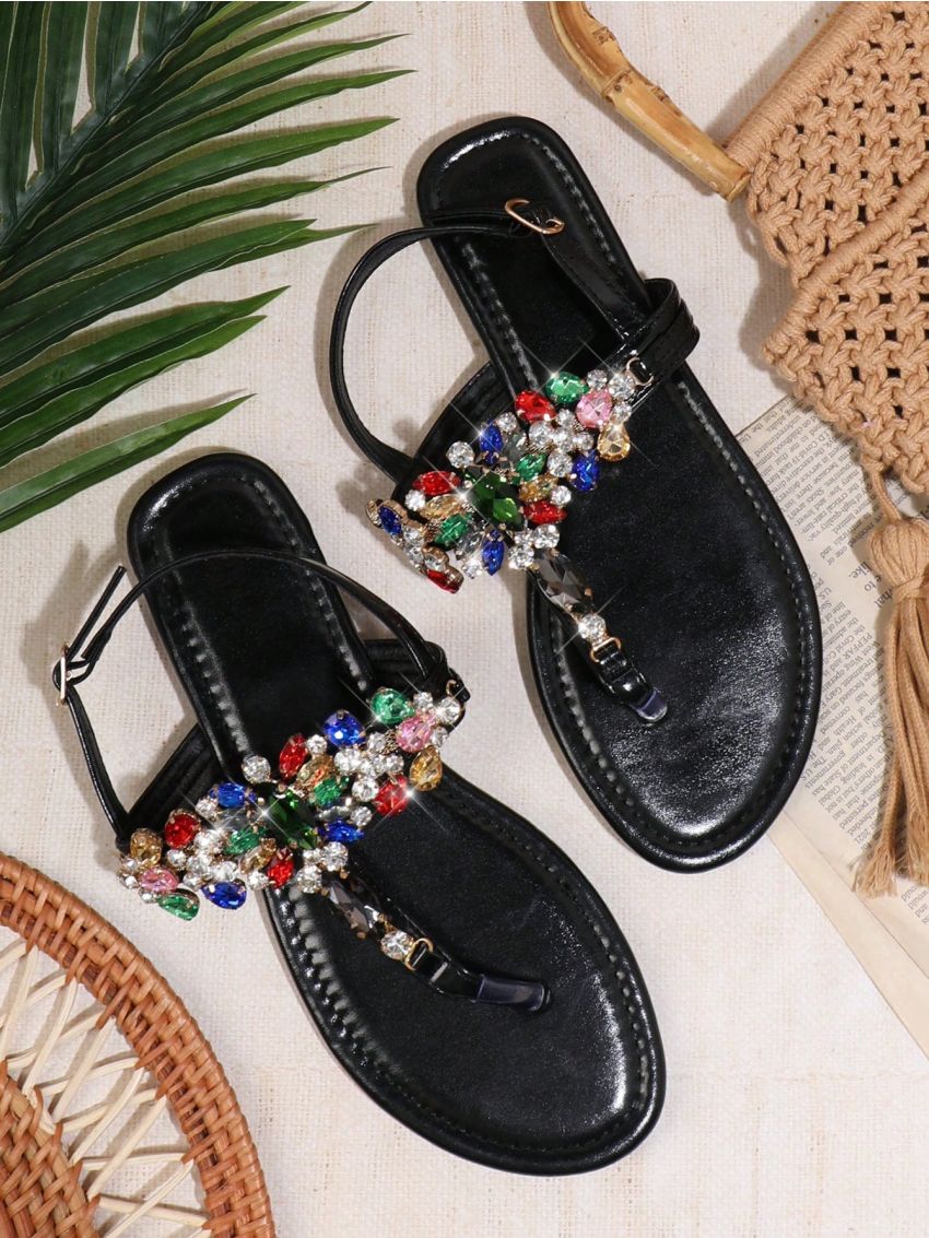 Women's Fashion Rhinestone Flat Sandals