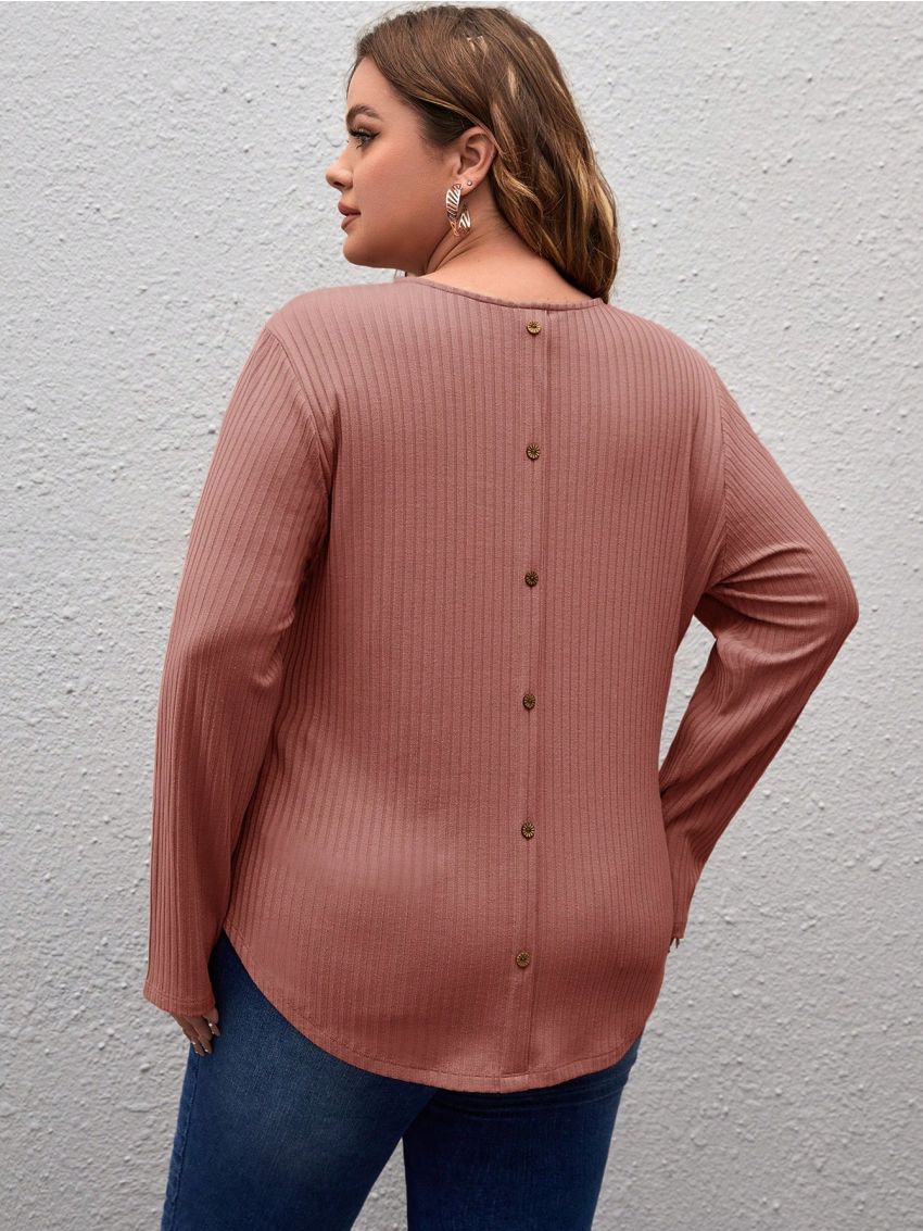 SHEIN LUNE Plus Solid Curved Hem Tee