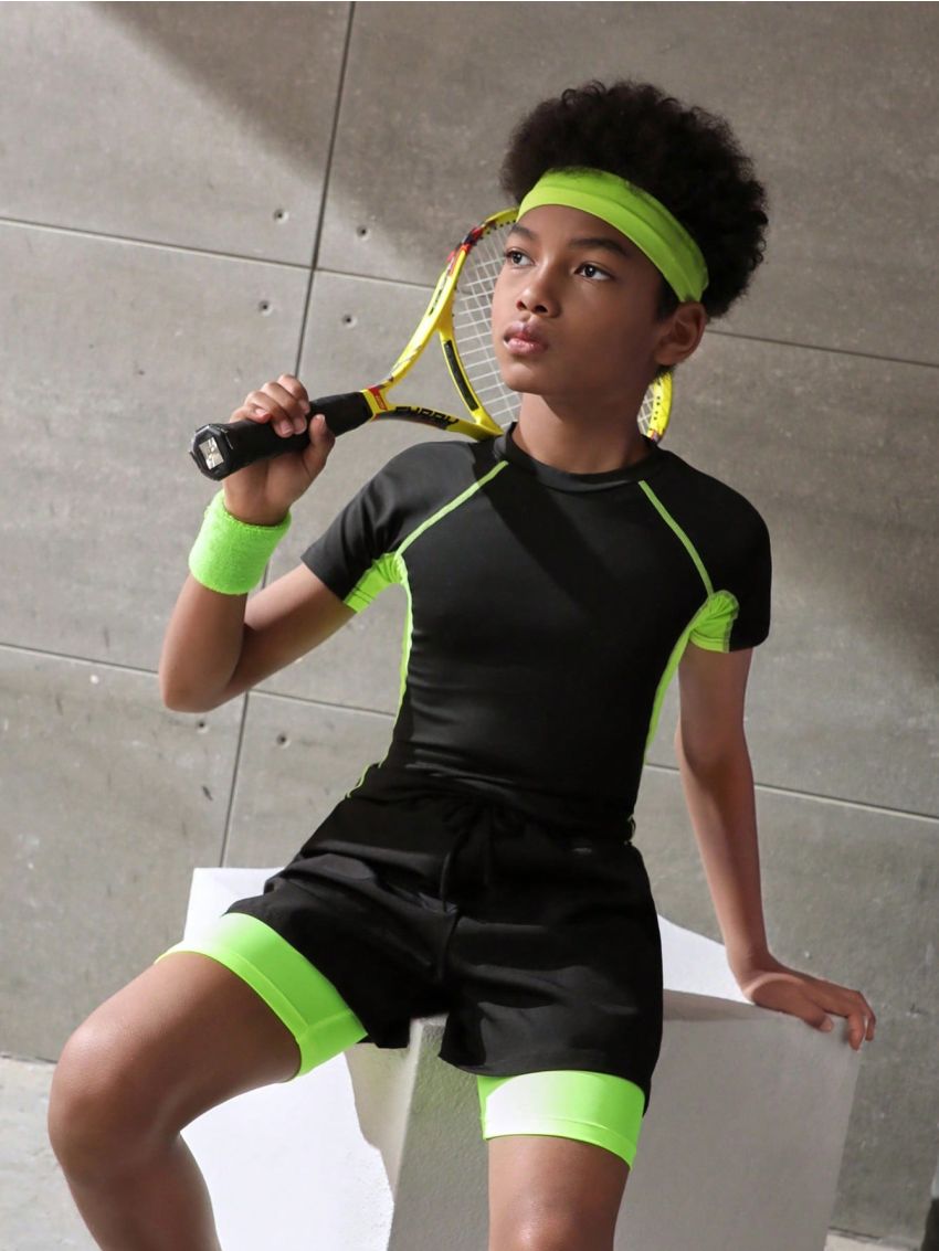 Tween Boys' 2 In 1 Drawstring Sports Shorts