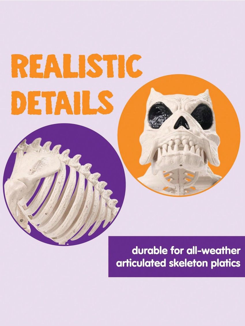 JOYIN 16” Halloween Poseable Puppy Skeleton Pose-N-Stay Plastic Dog Bones for Halloween Indoor Outdoor Decor Spooky Scene Party Favors Decor