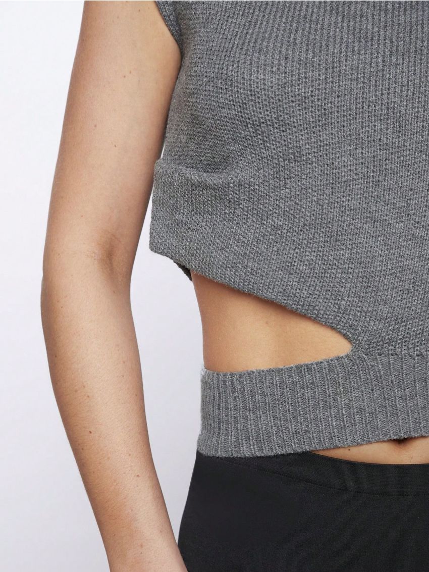 Luxe Shoulder Pad Cut Out Knit Top