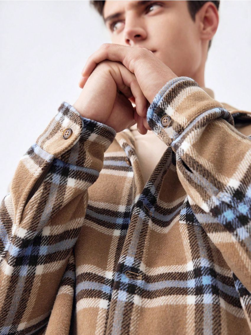 Manfinity Homme Men's Plaid Shirt Jacket