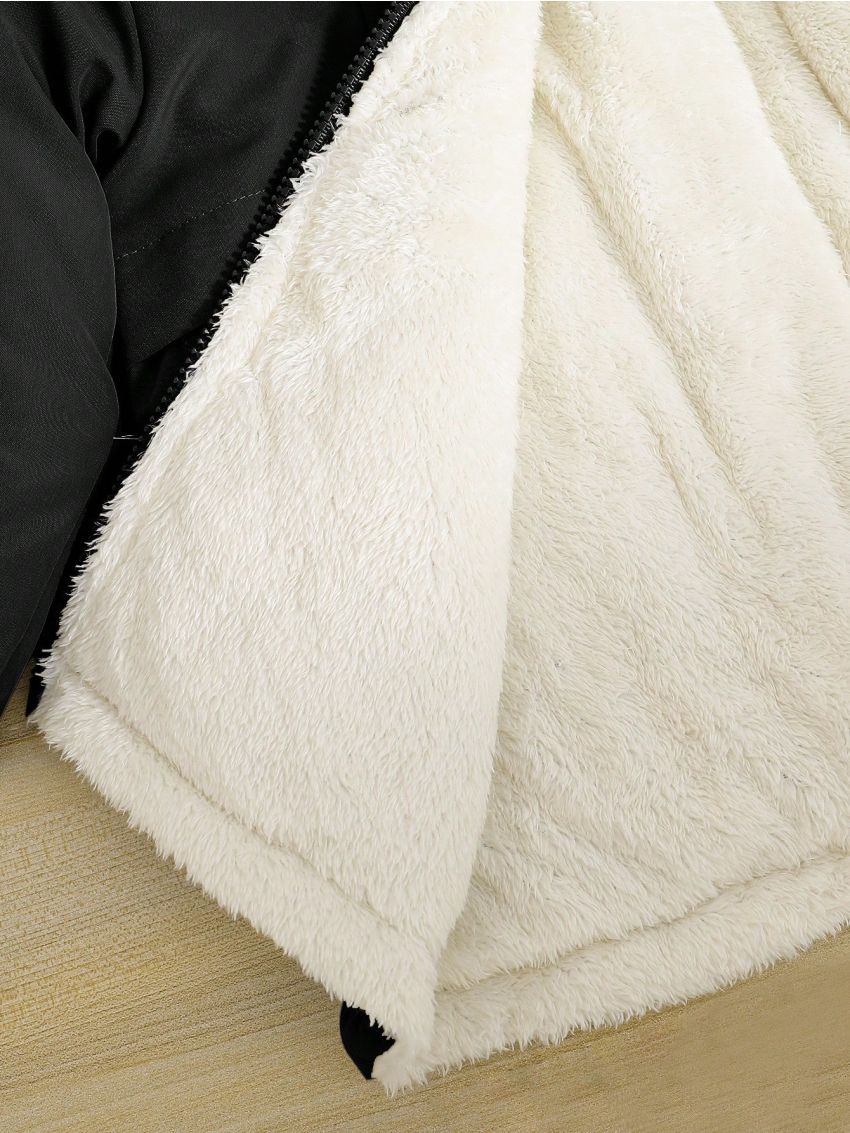 Toddler Boys' Patchwork Fuzzy Stripes Long Coat