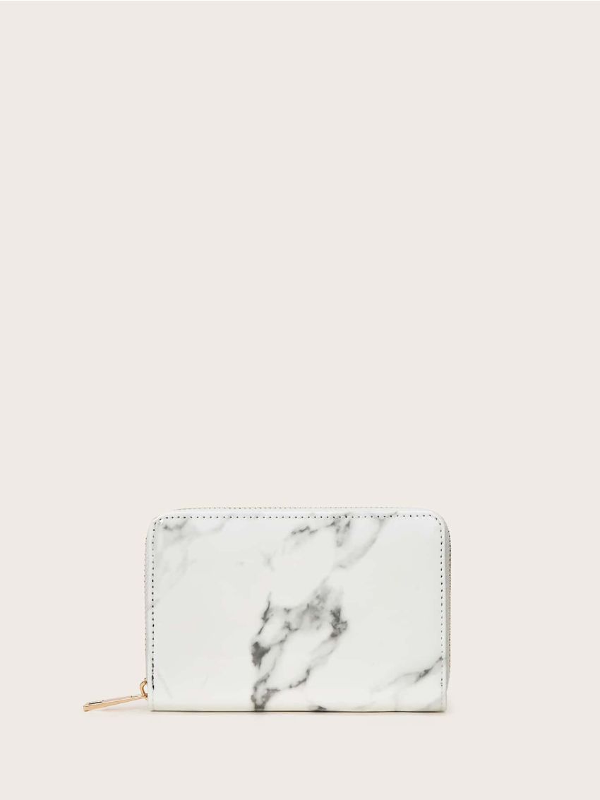Marble Print Zipper Around Wallet