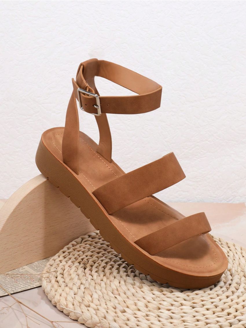 Women'S Simple Solid Color Wedge Sandals With Thick Sole