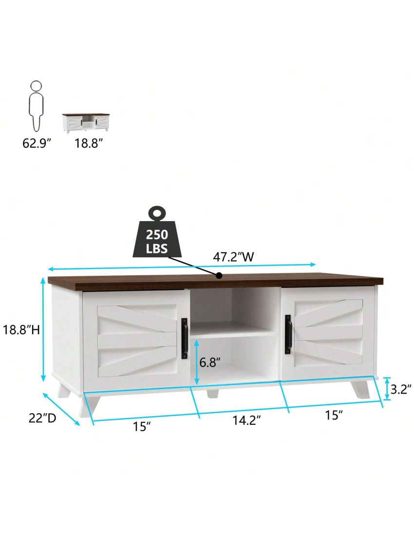 Farmhouse Coffee Table with Sliding Barn Doors & Storage, Modern Center Table Industrial Rectangular Cocktail Table with Adjustable Shelves for Living Room, White