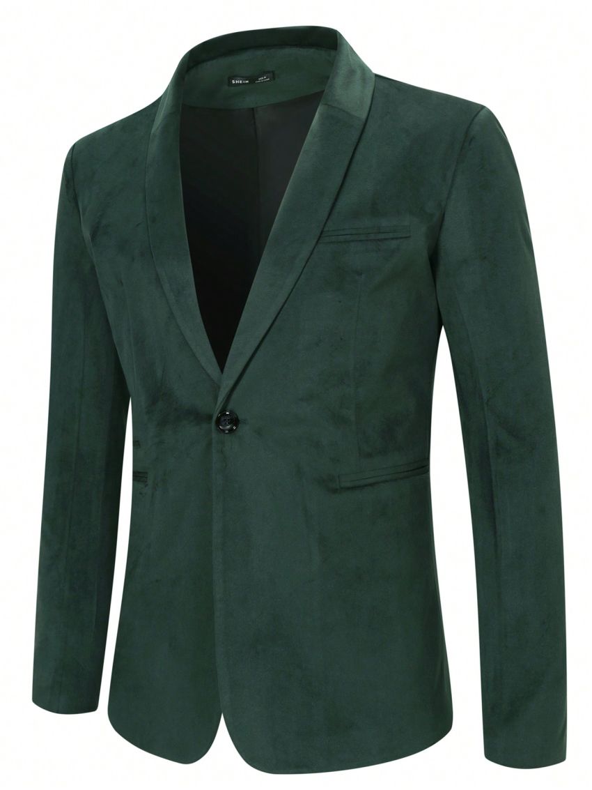 Men Shawl Collar Single Button Blazer