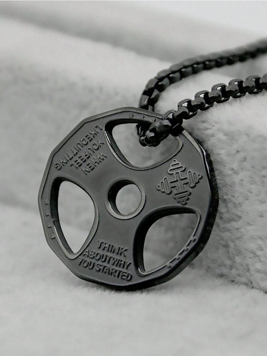 1pc Stainless Steel Dumbbell Exercise Men's Necklace