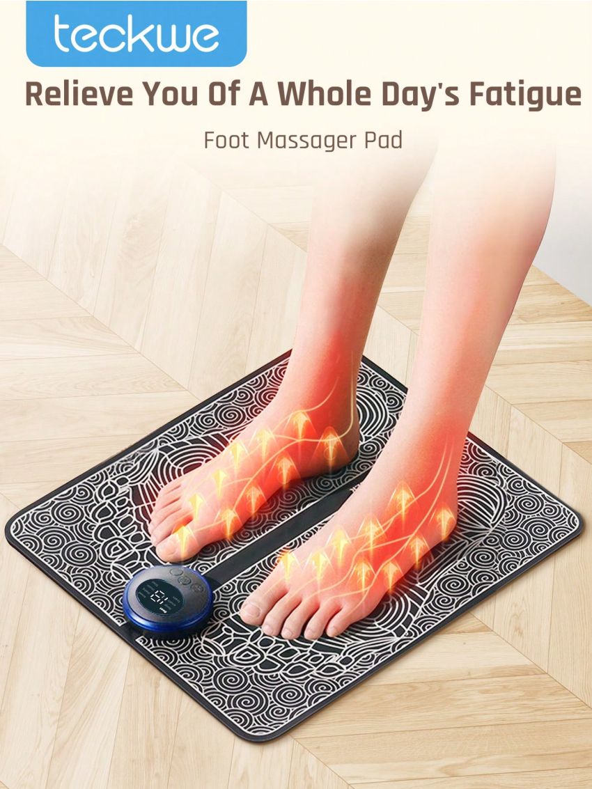 Teckwe Foot Massager,Rechargeable Electric Foot Massager Pad,Pulse Fully Automatic Foot Meridian Pressing Device Perfect Gift For Home,Office,And Holidays
