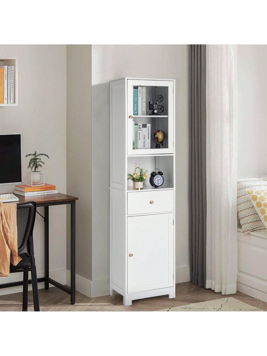 MDF Spray Paint Upper And Lower 2 Doors 1 Pumping 1 Shelf Bathroom Cabinet White