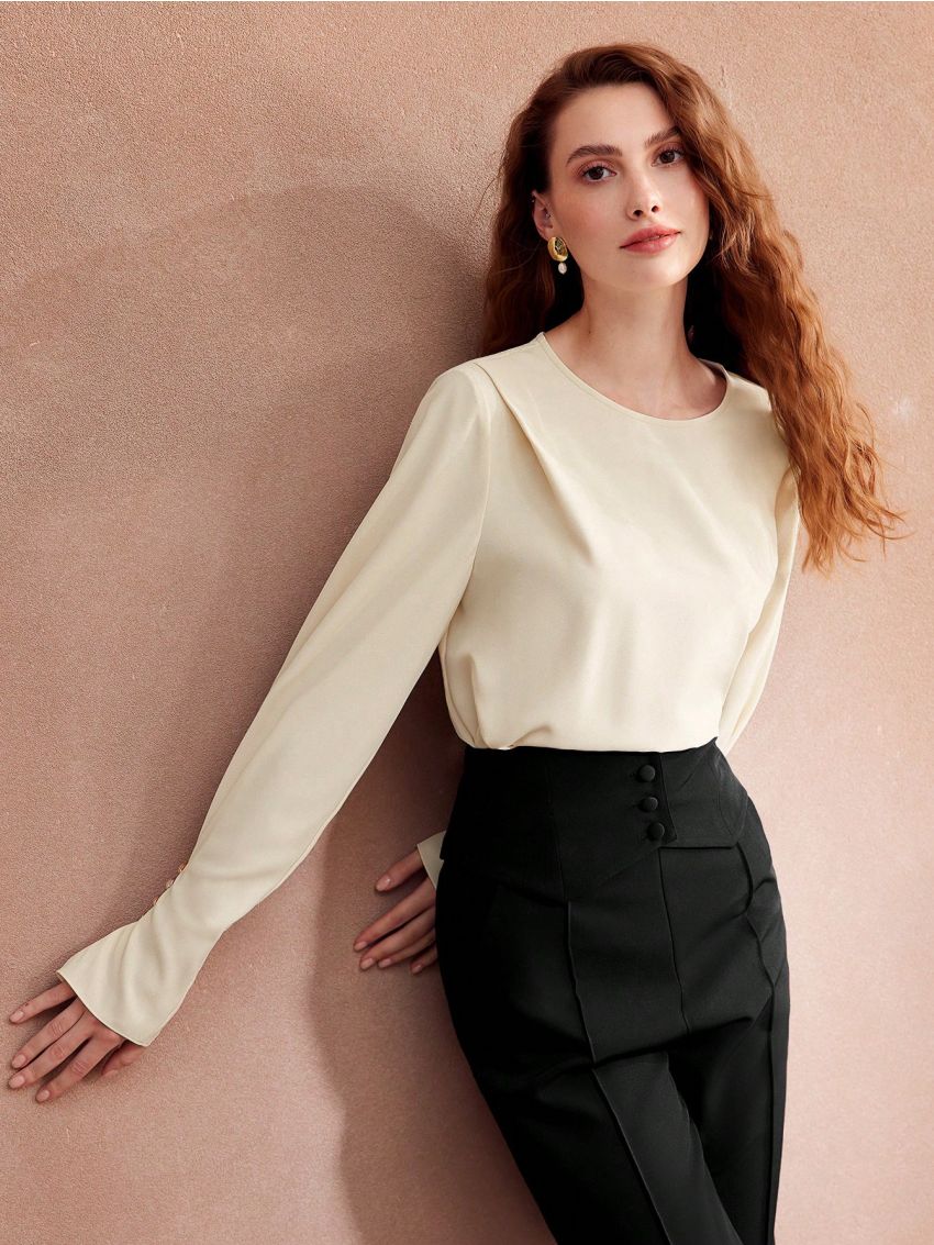 MOTF PREMIUM WOMEN'S KNIT DECORATIVE LONG SLEEVE SHIRT