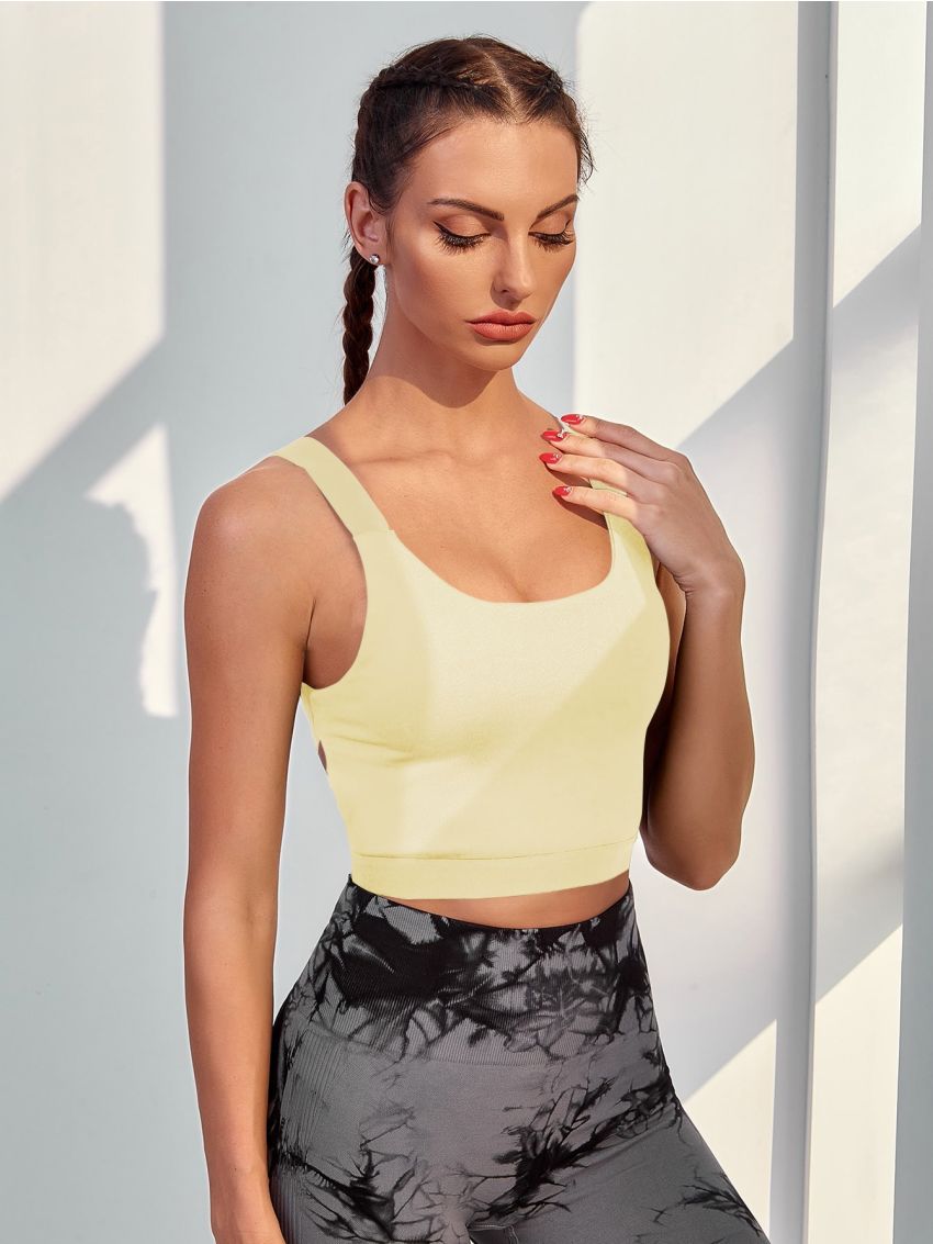 High Support Letter Tape Backless Sports Bra