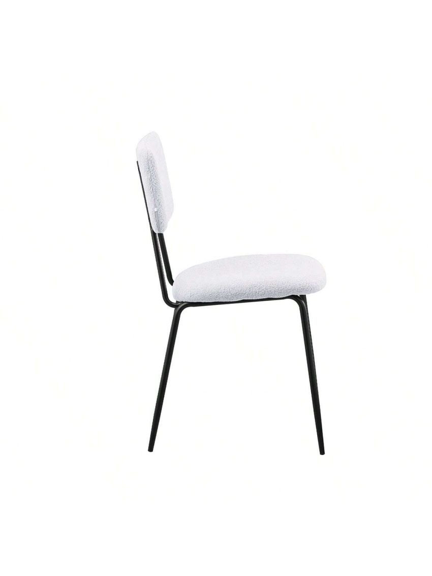 Dining Room Chairs Set of 2, Modern Comfortable Feature Chairs with Faux Plush Upholstered Back and Chrome Legs, Kitchen Side Chairs for Indoor Use Home, Apartment
