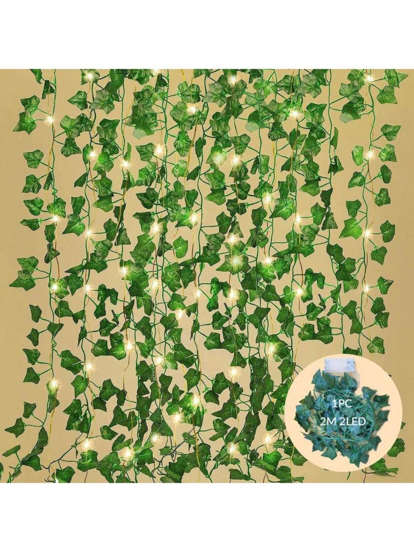 1Pack Ivy Fake Vines 6.56FT Artificial Ivy with 20 LED String Light Leaf Wall Faux Leaves Greenery Garland Hanging Plant Vine for Room Garden Office Wedding Wall Decor
