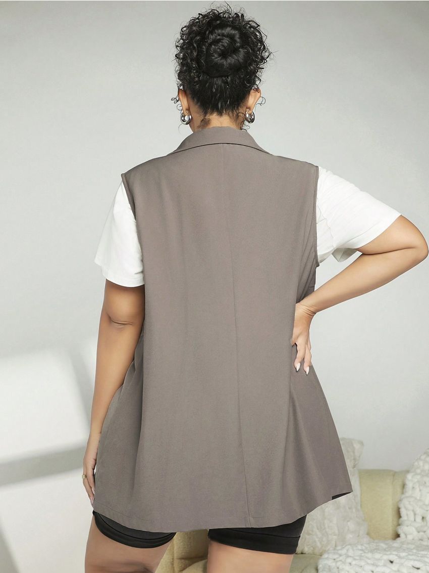SHEIN CURVE+ Plus Size Women's Double Breasted Suit Vest