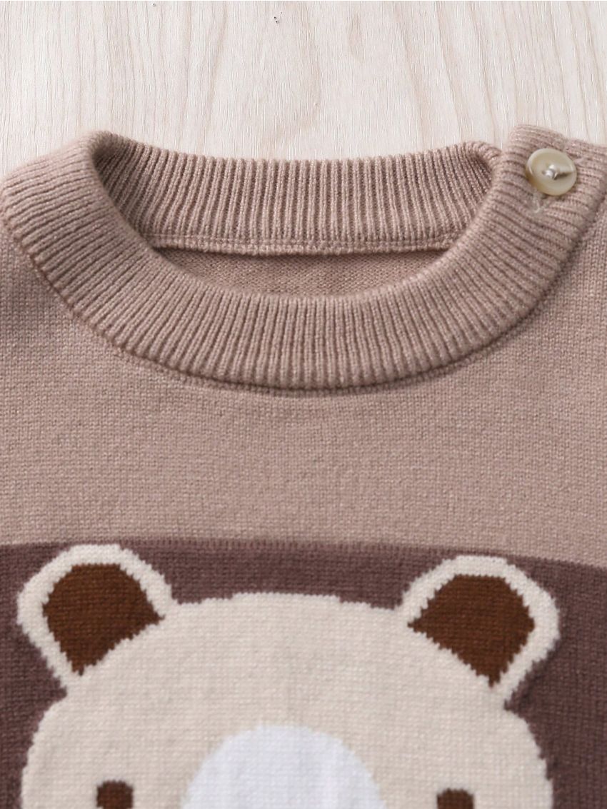 Baby Boys' Color-Blocking Cartoon Pattern Knitted Romper