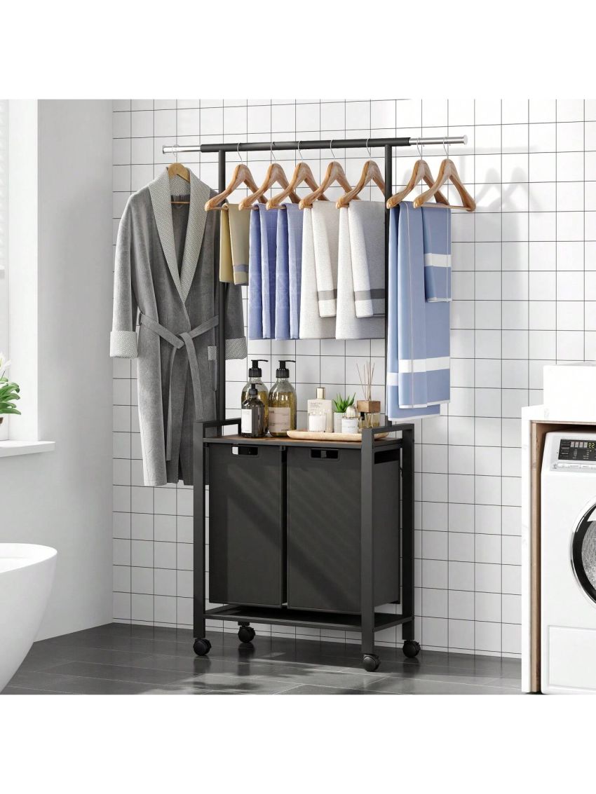 Laundry Hamper Cart, Laundry Sorter with Shelf Large Laundrey Basket Organizer Compartment Hampers for Laundry Room Orgainization Launrey Station with Wheel