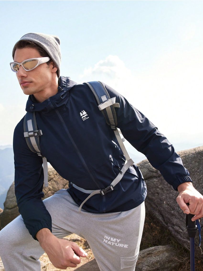 In My Nature Men's Hooded Soft Shell Jacket With Small Print