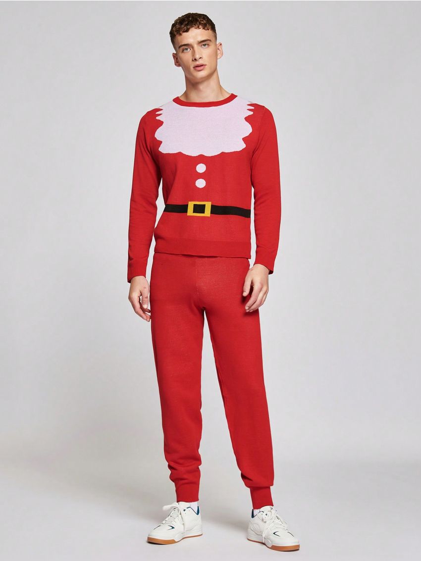 SHEIN Men Christmas Pattern Sweater & Knit Pants