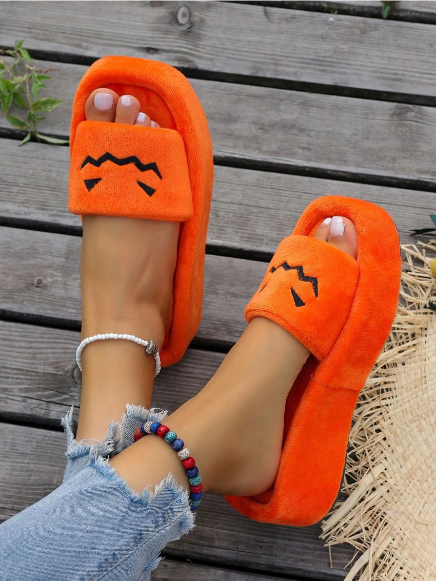 Fashionable Women's Platform Halloween Home Slippers, Outdoor Sliders