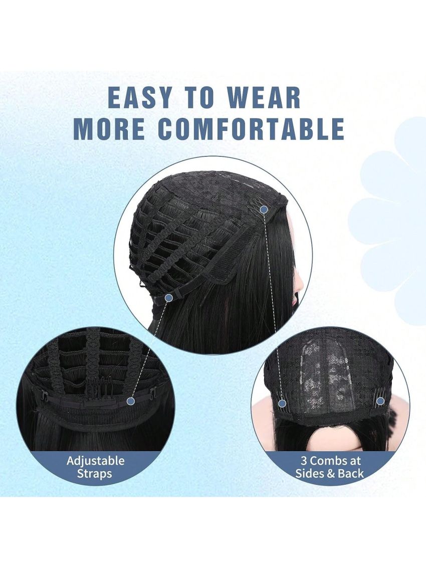 14 inches Short Straight Bob Wigs  Short Wig Middle Part Synthetic Wigs Shoulder Length Daily Cosplay Party Wigs for Women Used for Halloween, Christmas, cosplay, daily wear and other wigs