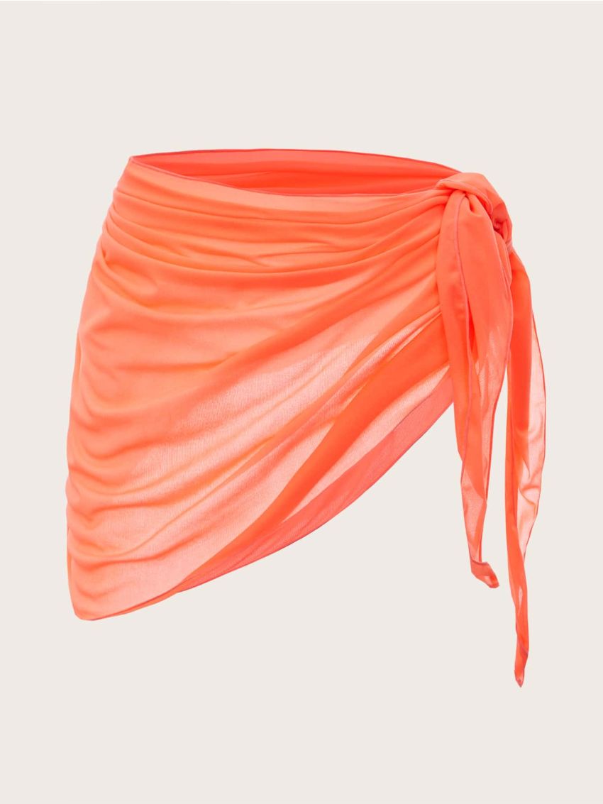 Solid Tie Side Cover Up Skirt