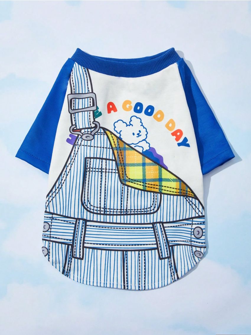 PETSIN 2pcs Cloud Series Rainbow 'good Day' Printed Pet T-shirts