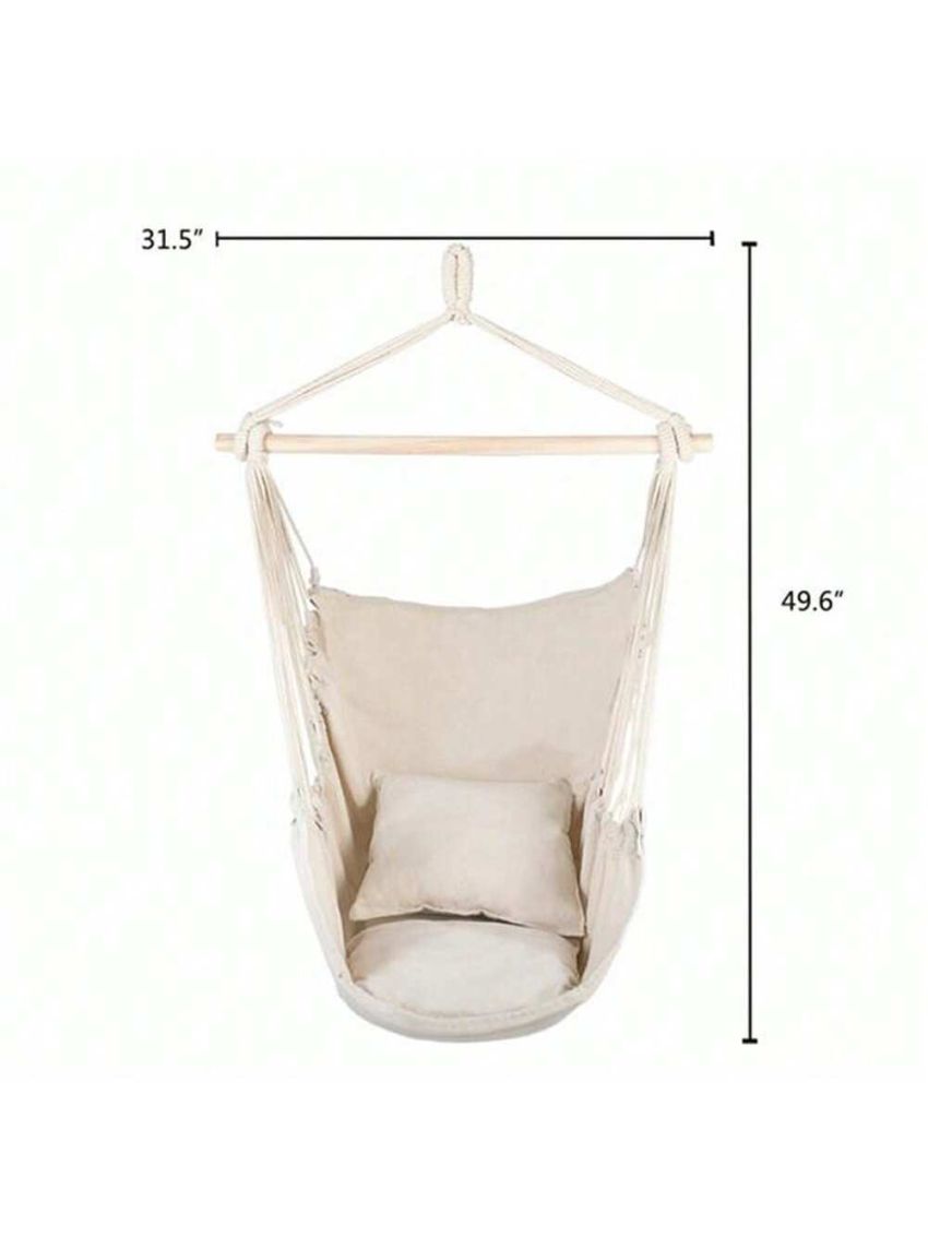 Hammock Chair Durable Solid Color Hanging Chair With Two Pillow For Home Decoration