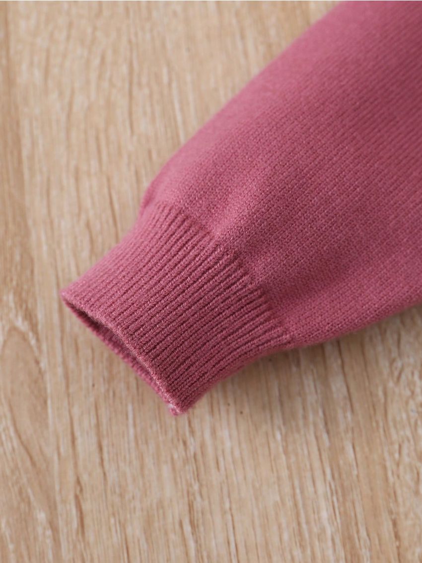 Baby Girls' Knitted Sweater With Ruffled Collar