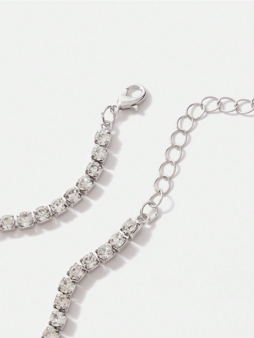 SHEIN Belle 1pc Flower & Rhinestone Decorated Personalized Fashionable Necklace