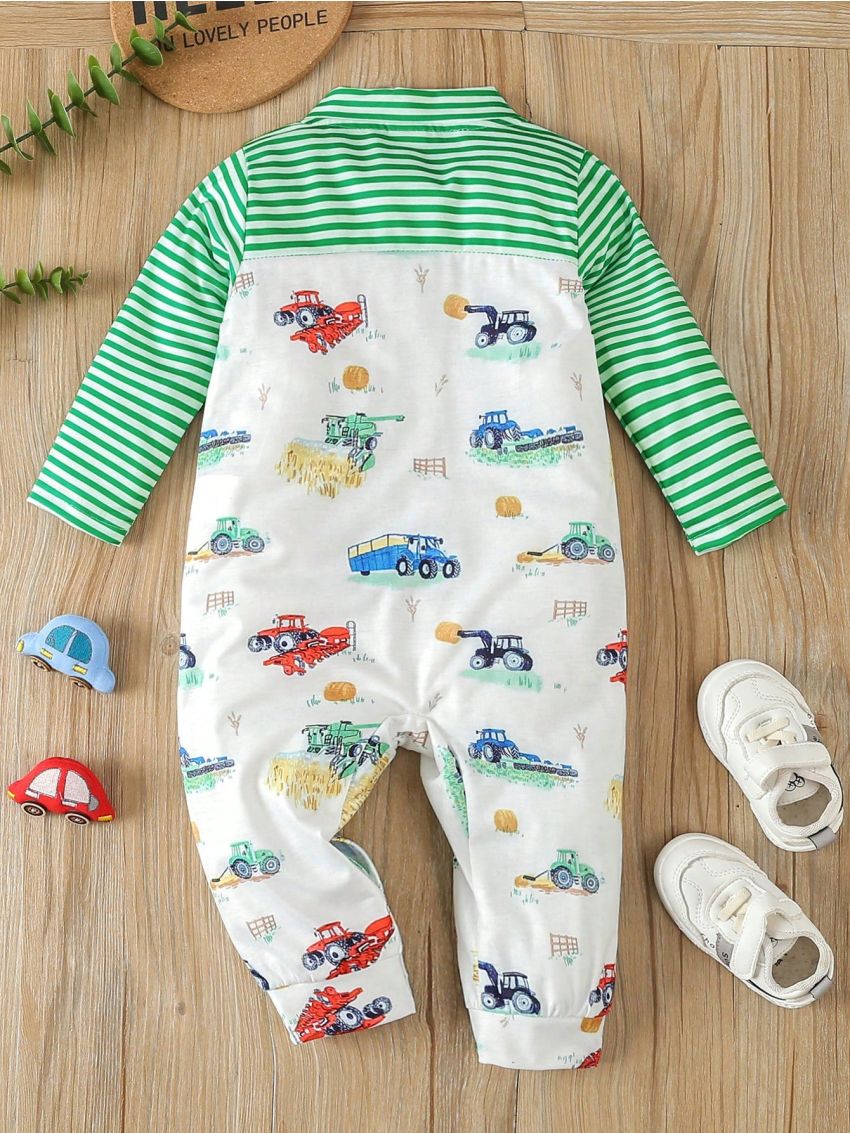 Boys' Overalls With Agricultural Vehicle Prints