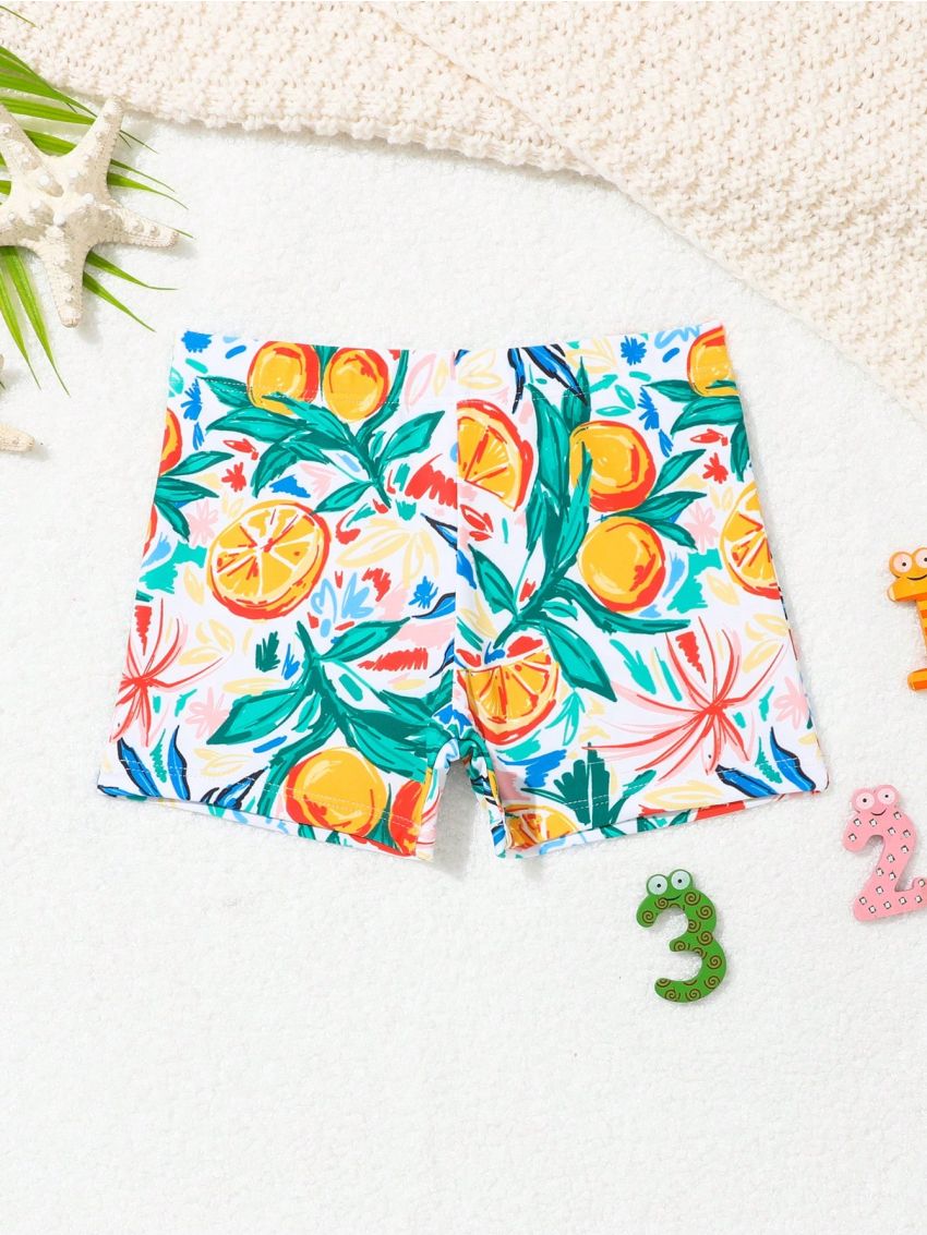 Baby Boys' Plant And Fruit Pattern Printed Swimwear Shorts