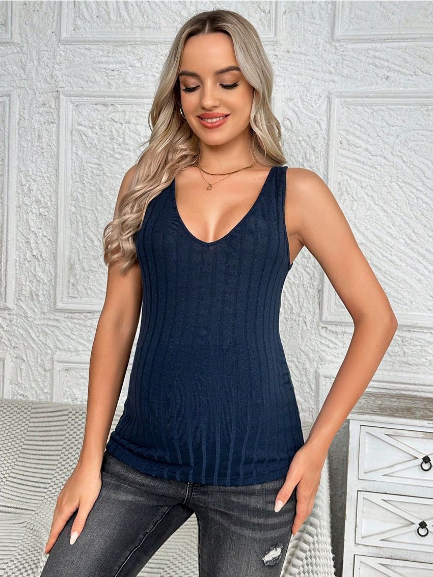 SHEIN Maternity Plain Color Sleeveless Vest