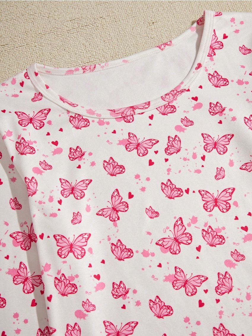 Butterfly Print Thermal Underwear Set