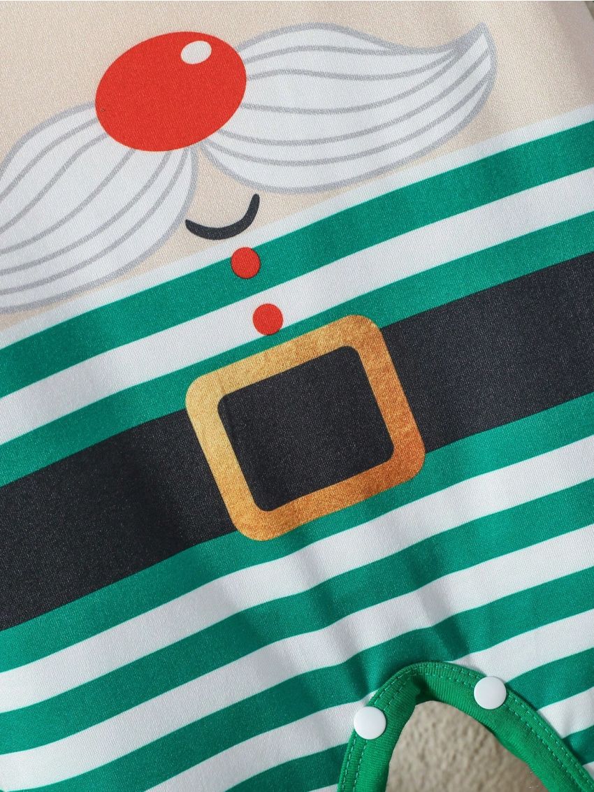 Baby Boy Striped & Cartoon Graphic Jumpsuit & Hat