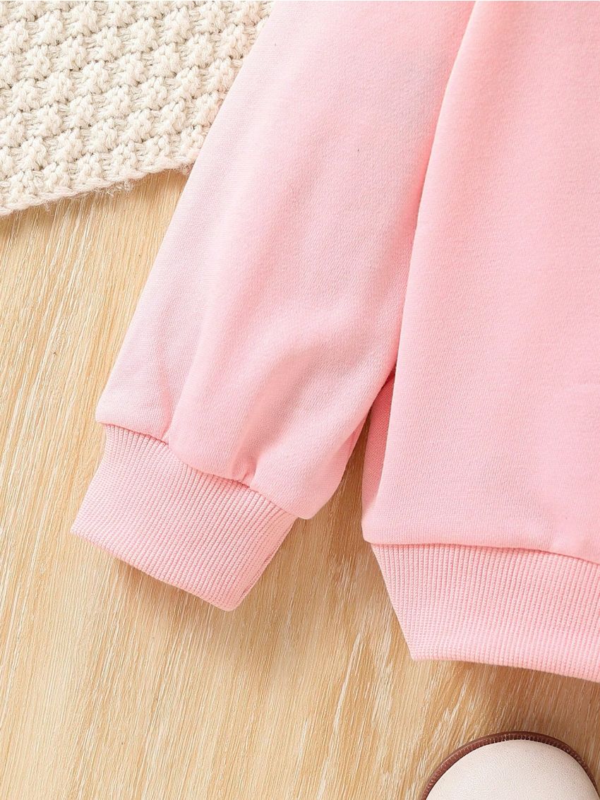 Little Girls' Striped Pullover Sweatshirt With Ruffle Hem Detail