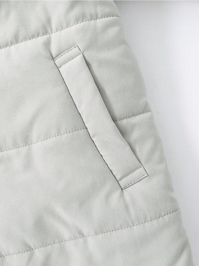 Young Boy Slant Pockets Plush Lined Puffer Coat