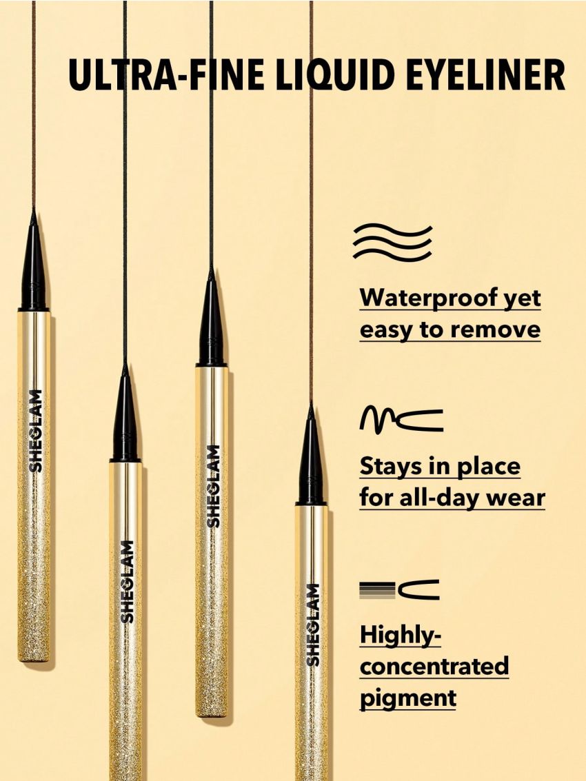 SHEGLAM Line & Define Waterproof Liquid Eyeliner - Brown Long Lasting Matte Eyeliner Pencil Sweatproof No Smudge Professional Eye Make Up