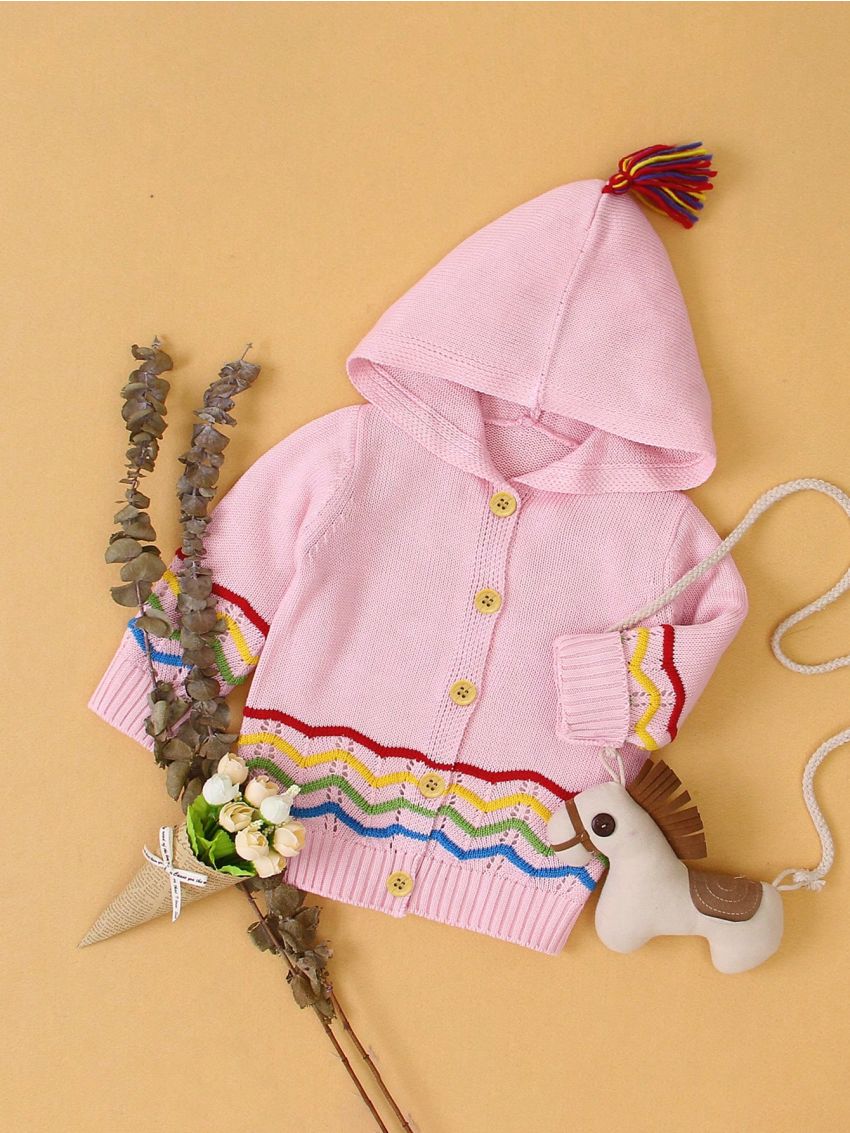 Little Girls' Striped Hooded Cardigan