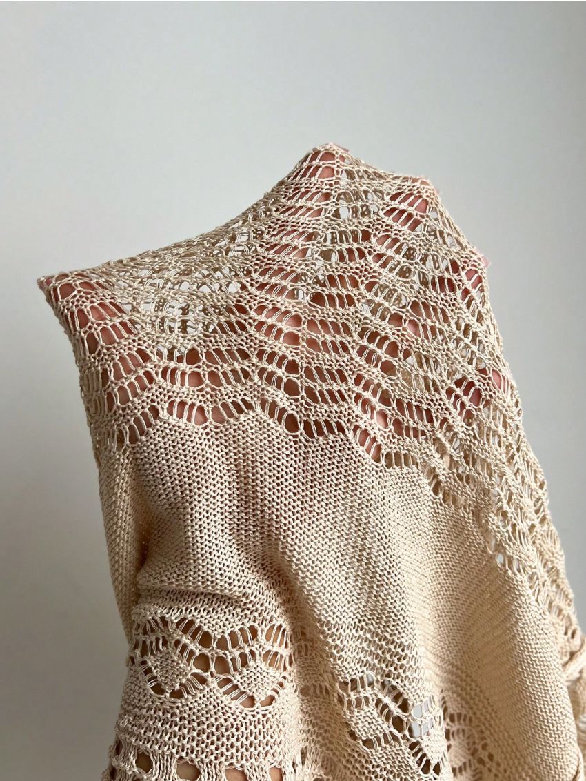 SHEIN Swim BohoFeel Women'S Hollow Out Knit Beach Cover-Up