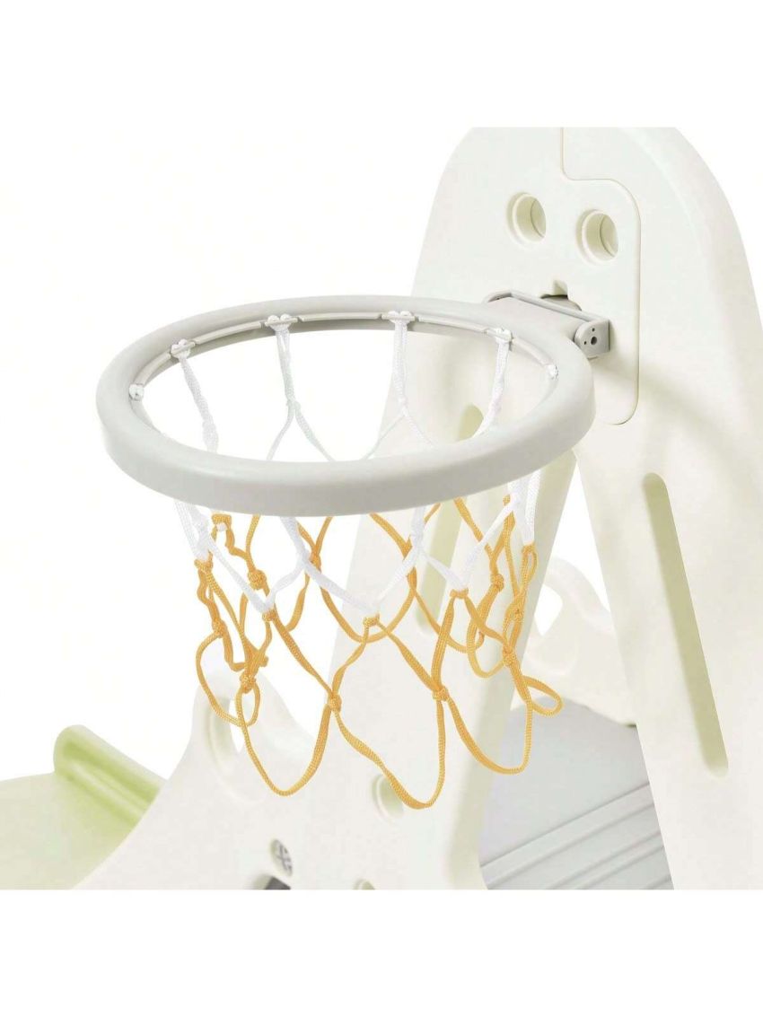 Merax 5-in-1 Toddler Climber Basketball Hoop Set Kids Playground Climber Playset with Tunnel, Climber, Whiteboard,Toy Building Block Baseplates, Combination for Babies