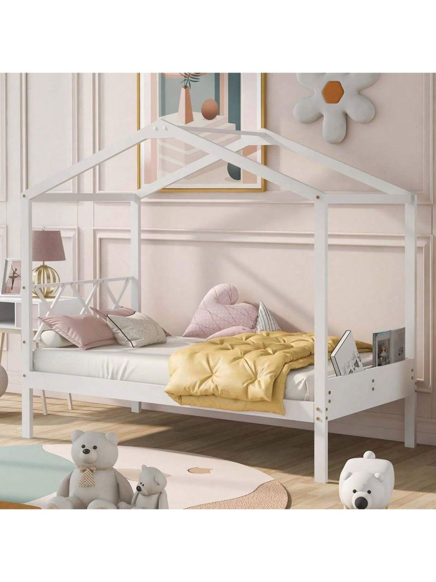 Merax Twin Size Wood House Bed with Storage Space