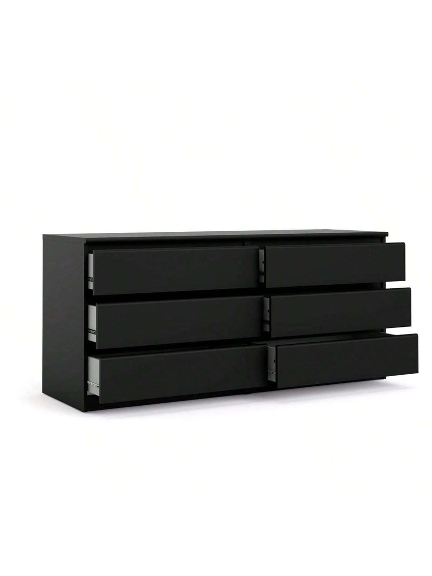 6 Drawer Double Dresser, Black
