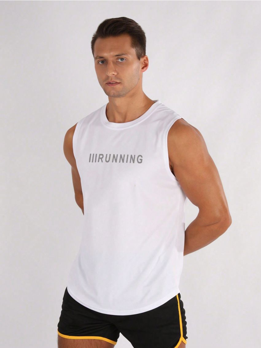 Men's Sleeveless Sports Top With Letter Print