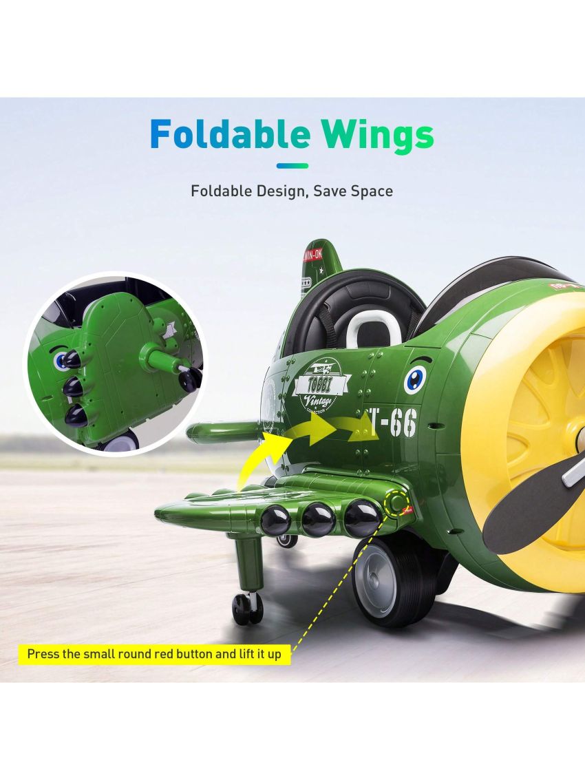 12-Volt Kids Electric Ride on Car Toy Airplane with Remote Control & USB