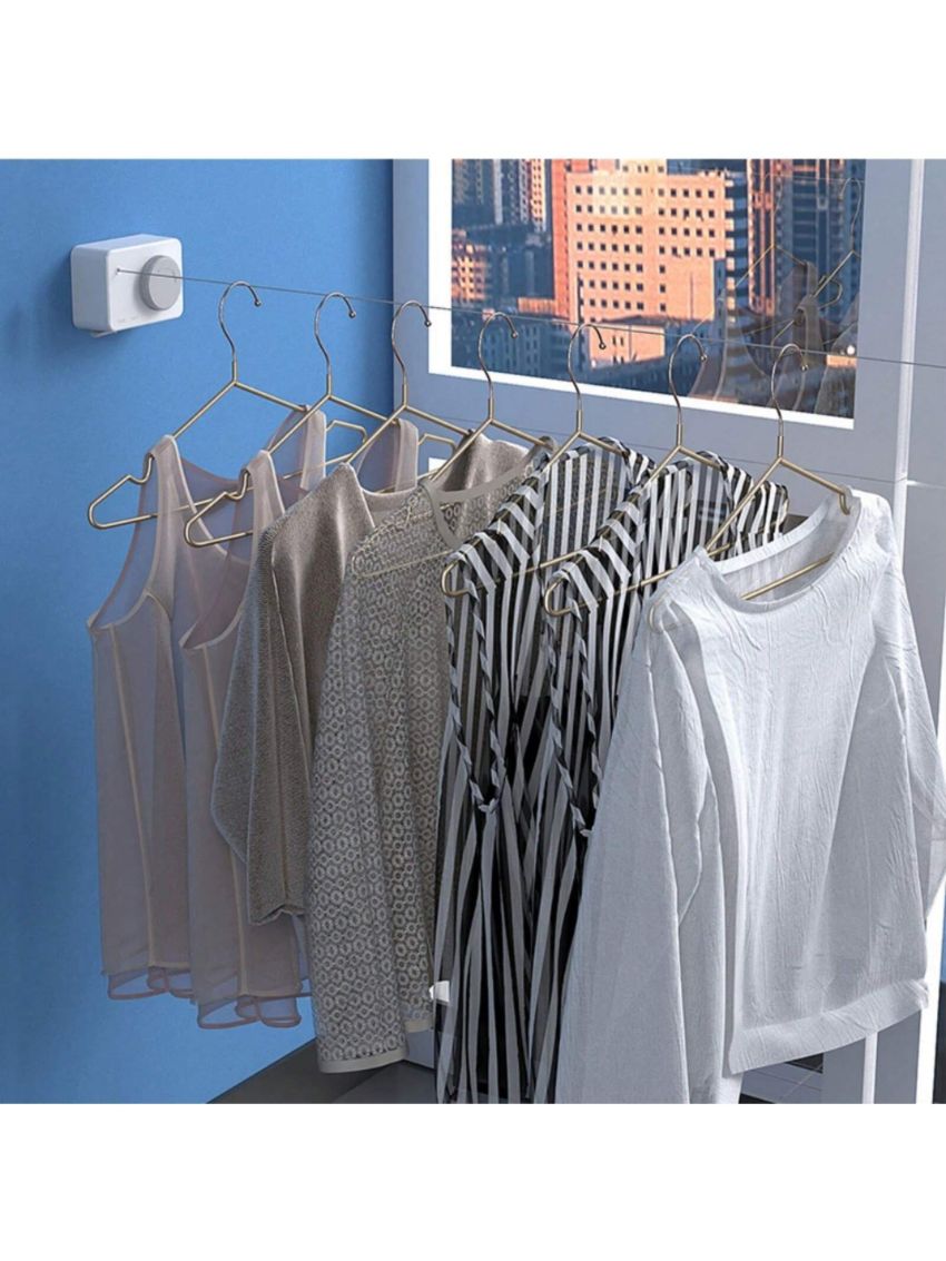 Retractable Clothesline Heavy Duty Clothes Drying Laundry Line for Indoor Outdoor Retracting Hanging Clothing Drying with Retract Rotating Knob to Prevent Sagging