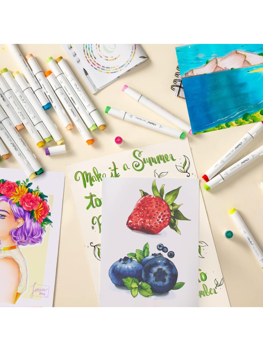 Ohuhu Alcohol-based Brush Markers - 216-color Double Tipped Alcohol-based Art Marker Set for Artist Adults Coloring Illustration -Brush & Chisel Dual Tips - Honolulu Series of Ohuhu Markers