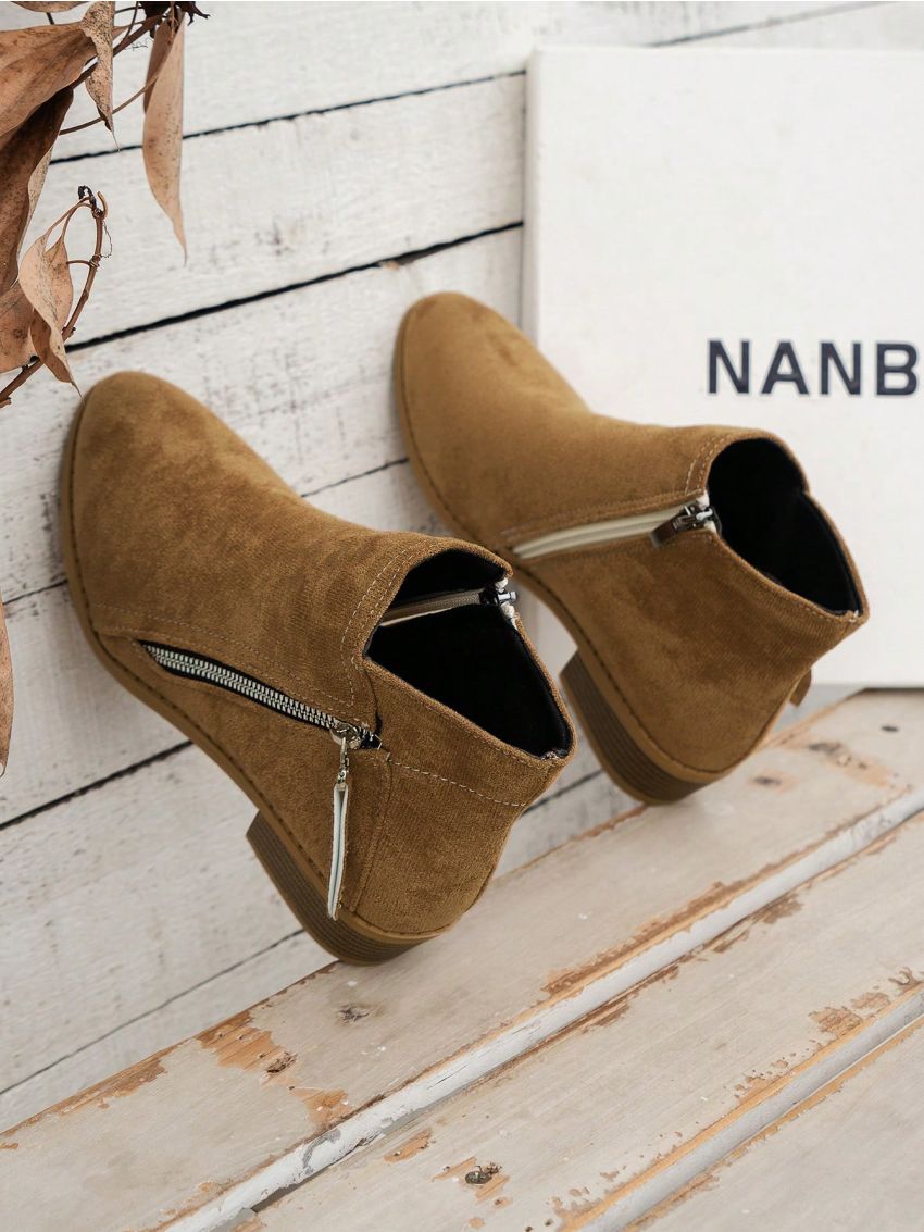 Elegant Women's Rubber Fashion Boots With High Slimming Effect & Slip-proof Double Zip Decoration Design, Classic & Chic, Suitable For Halloween Black Friday Parties, Wedding, Holiday, And Other Formal Or Casual Occasions In Fall/winter